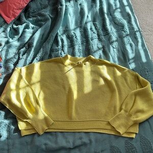 Free People easy street crop sweater large iguana green